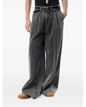 ERL Pleated Wide-Leg Jeans - Black