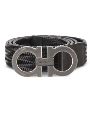 Ferragamo Gancini Woven Belt - Gray
