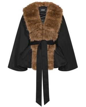 ROTATE BIRGER CHRISTENSEN Faux-Fur Collar Jacket - Black