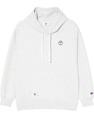 Chocoolate X Russell Athletic Bear-Embroidered Hoodie - White