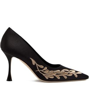 Manolo Blahnik 90Mm Embroidered Pump - Black