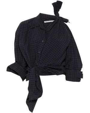 Alexander Wang Kariertes Hemd mit Knoten - Blau
