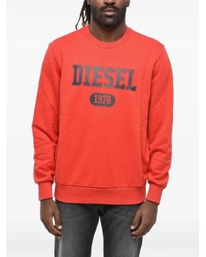 DIESEL Logo-Print Crew-Neck Sweatshirt - Red