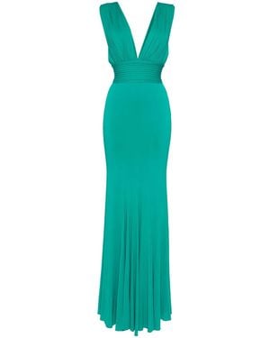 Hervé L. Leroux Plunging V-Neck Gown - Green