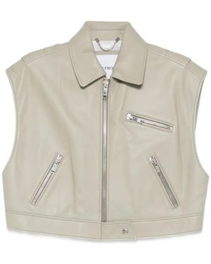 Halfboy Zip Leather Gilet - Natural