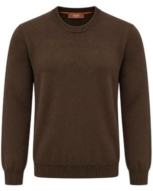 Cruna Crew-Neck Raglan-Sleeve Jumper - Brown