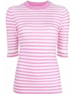 Ganni Striped Cashmere-Wool Top - Pink