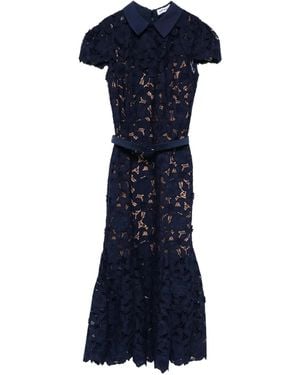 Self-Portrait Guipure Lace Midi Dress - Blue