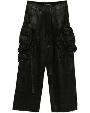 Julius Coated Wid-Leg Trousers - Black
