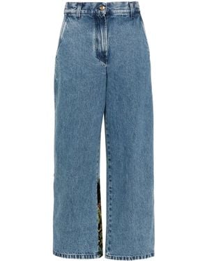 Palm Angels Embroidery-Panel Baggy Jeans - Blue
