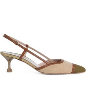 Roberto Festa Delfina Pumps Aus Canvas Mit Lederbesatz - Natur