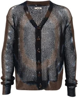 KHOKI Mesh Button Cardigan - Black
