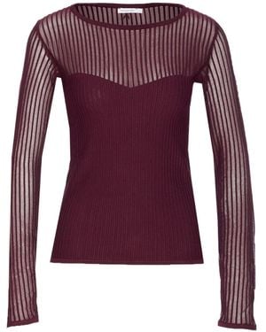Patrizia Pepe Ribbed Boat-Neck Top - Purple