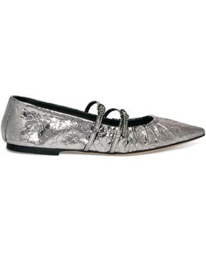 MSGM Metallic-Finish Ballerina Shoes - White