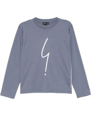 agnès b. Logo-Print Top - Blue