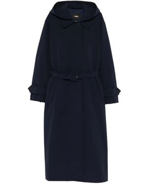 Maje Logo-Embossed Coat - Blue