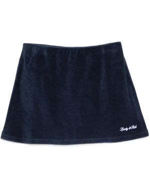 Sporty & Rich Terry-Cloth Logo-Embroidered Mini Skirt - Blue