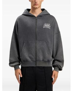 Palm Angels Graphic Zipped Hoody - Grey