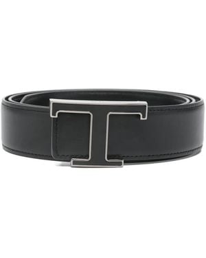 Tod's Calfskin New T Belt - Gray