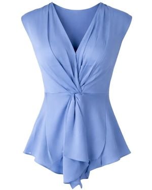 Silk95five Ceres V-Neck Top - Blue