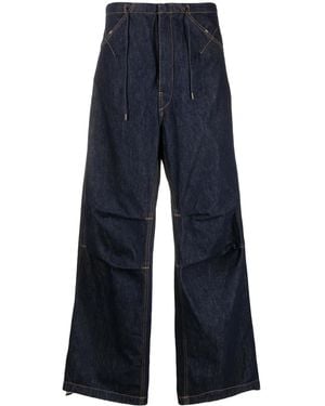 DARKPARK Daisy Contrast-Stitching Wide Leg Jeans - Blue