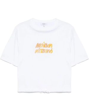 Maison Kitsuné T-Shirt Con Logo - Bianco