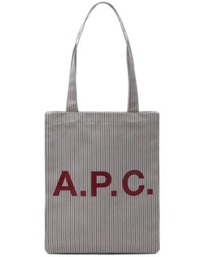 A.P.C. Borsa Tote A Righe Con Logo - Bianco