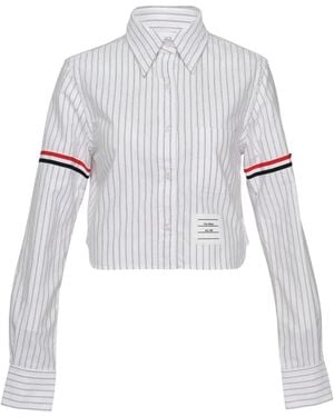 Thom Browne Striped Cropped Shirt - White