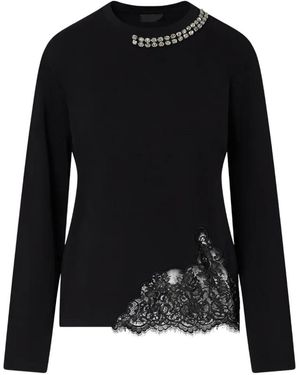Liu Jo T-Shirt With Lace And Jewel Embellishments - Black