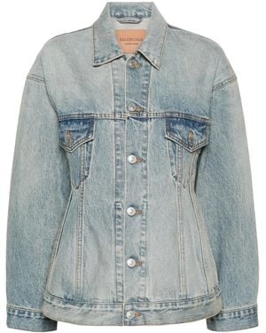 Balenciaga Hourglass Denim Jacket - Blue