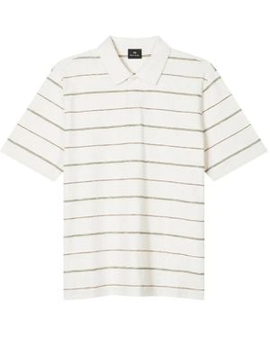 Paul Smith Ecru Stripe Cotton Polo Shirt - White