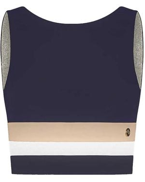 HOUSE OF GRAVITY Divine Colour-Block Cropped Top - Blue