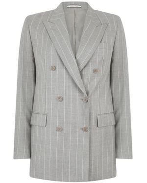 Tagliatore Double-Breasted Pinstripe Blazer - Gray