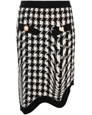 Moschino Houndstooth Virgin Wool Skirt - Black