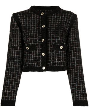 Sandro Metallic-threading Tweed Cardigan - Black