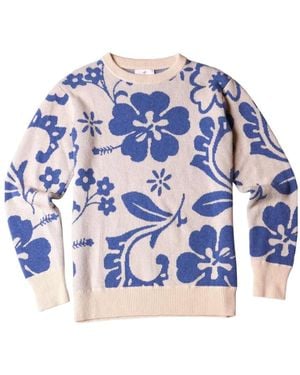 Harden Pull Hibiscus En Maille Intarsia - Bleu