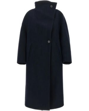 Tela Scott Asymmetrical High-Neck Coat - Blue