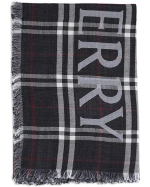 Burberry Check Fringed Scarf - Black
