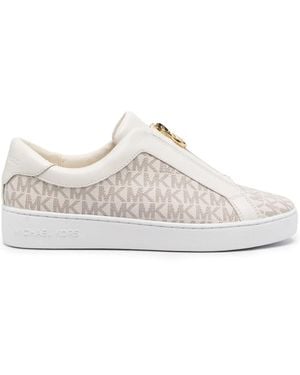 MICHAEL Michael Kors Mk Keaton Signature Logo Zip-Up Trainers - White