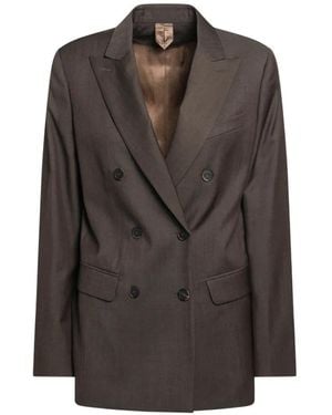 Max Mara Double-Breasted Wool Gabardine Blazer - Brown