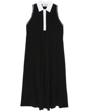 Iceberg Sleeveless Contrast-Collar Dress - Black