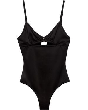 Prada Triangle-Logo Cut-Out Swimsuit - Black