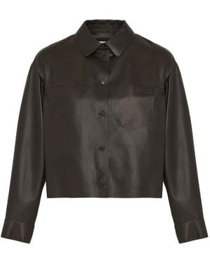 Yves Salomon Button-Down Leather Jacket - Black