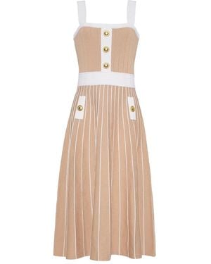 Cara Cara Aurora Striped Button-Detailed Midi Dress - Natural