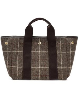 Rue de Verneuil Traversée Check Wool-Blend Tote Bag - Brown