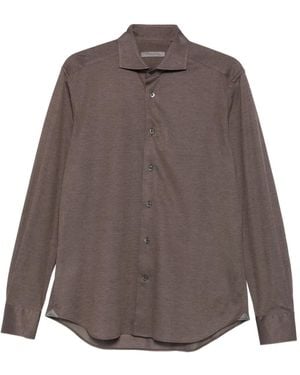 Corneliani Camicia A Maniche Lunghe - Marrone