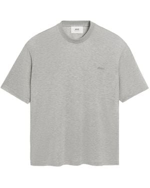 Ami Paris Camiseta De Algodón De Manga Corta - Gris