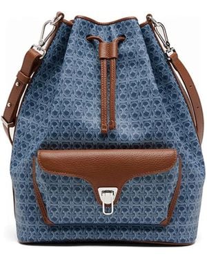 Coccinelle Beat Generation Monogram Drawstring Bucket Bag - Blue