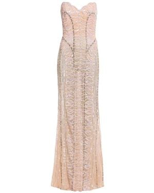 Elie Saab Bead-Embroidered Strapless Maxi Dress - White
