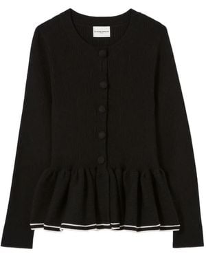 Claudie Pierlot Ribbed-knit Peplum Cardigan - ブラック
